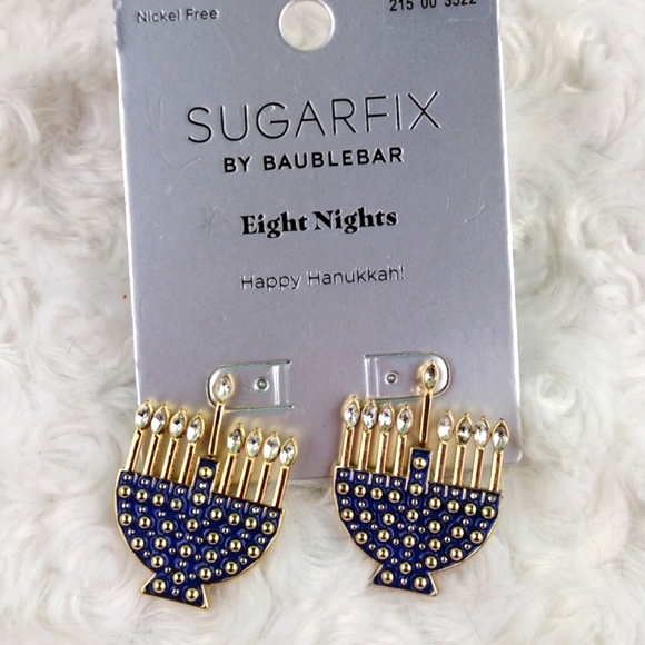 Sugar fix by Bauble bar blue Menorah holiday earrings - Picture 2 of 2